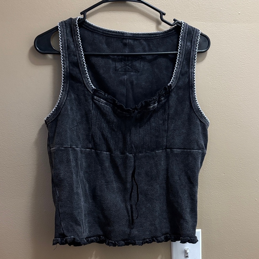 SHEIN Black Tank Top with White Trim